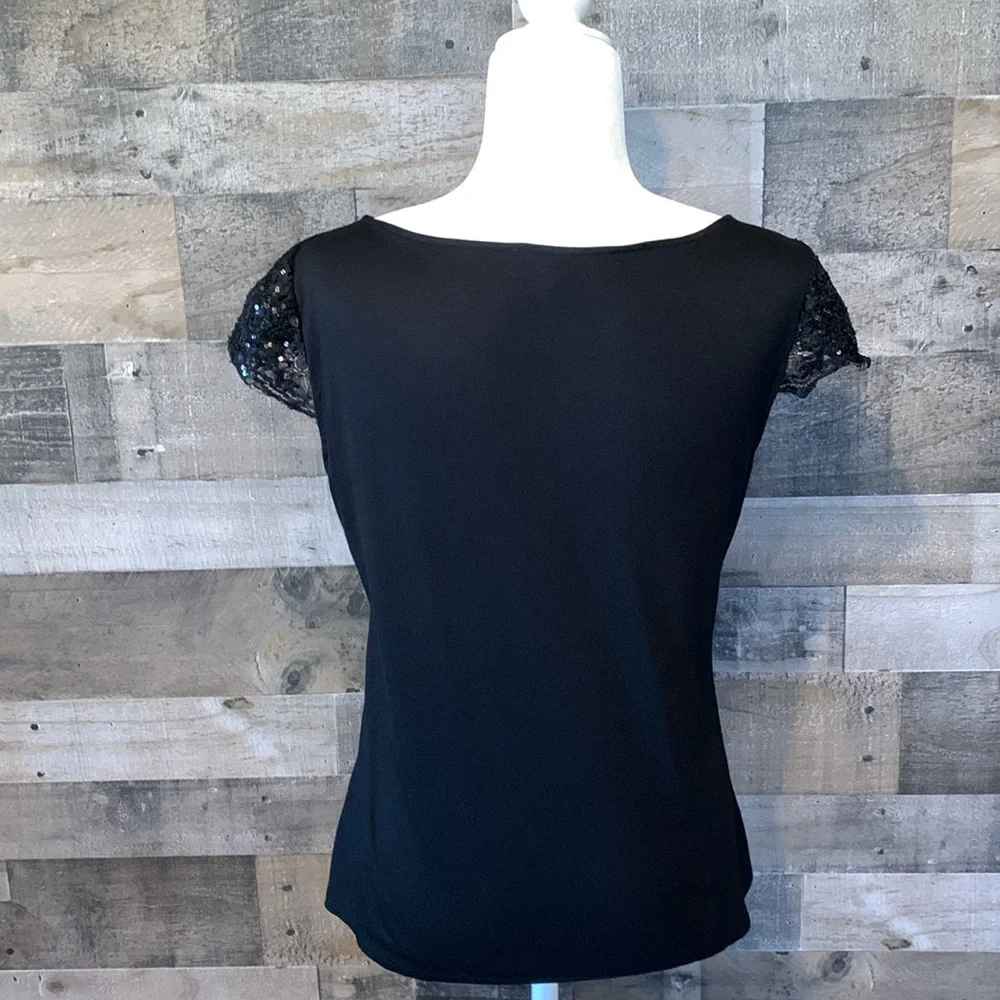 White House Black Market top with sequined cap sleeves - Picture 2 of 16